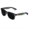 Silver Retro Tinted Lens Sunglasses - Full-Color Full-Arm Printed